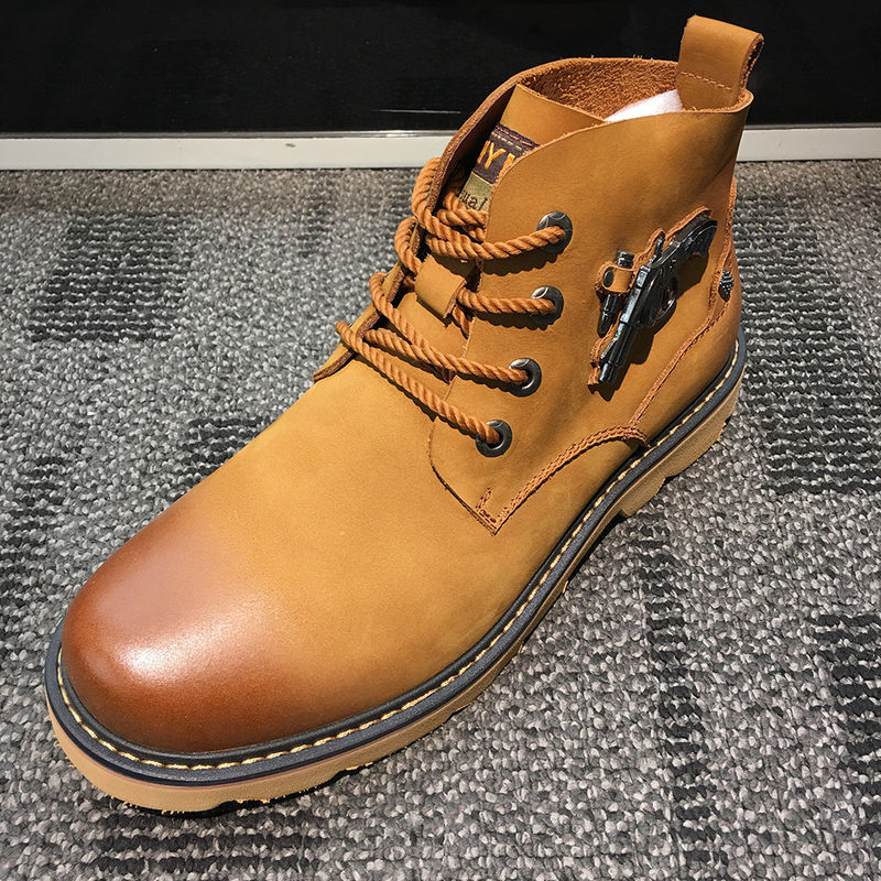OEM Erkek Deri Casual Botlar Motosiklet, Platformlar Top High Top Slip On Sneakers