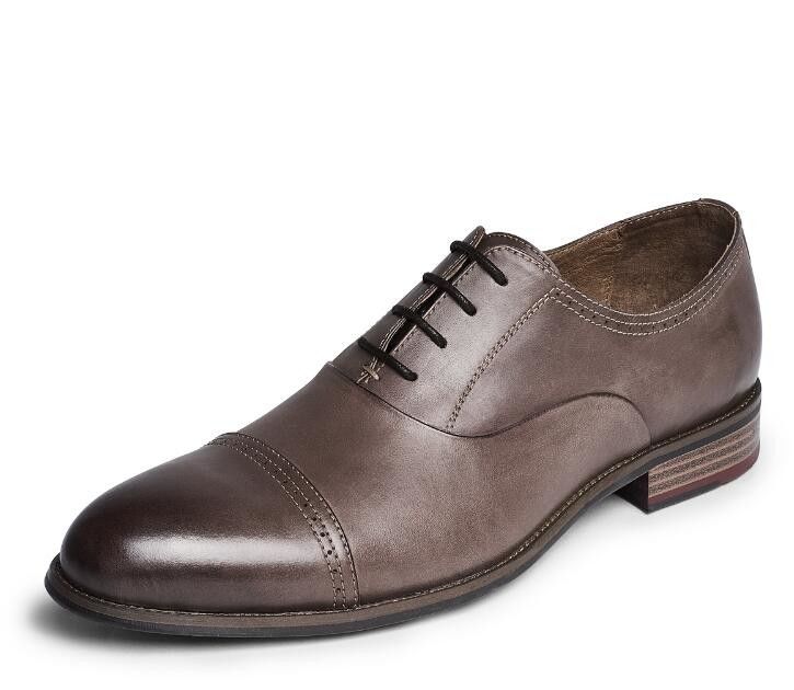 Yuvarlak ayakkabı moda erkekler giyim ayakkabıları, dantel OEM koyu kahverengi Oxford ayakkabıları